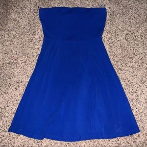 Strapless blue dress